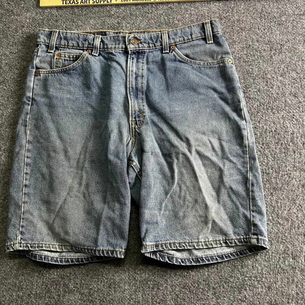 Levi's Denim Shorts Mens Size 36 Blue 550 Relaxed Fit Cotton USA Made Stained